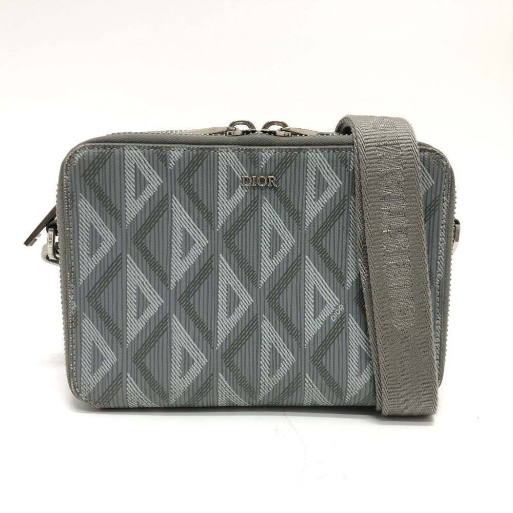 CHRISTIAN DIOR Gray Diamond Leather Pochette Shoulder Bag - Picture 1 of 12